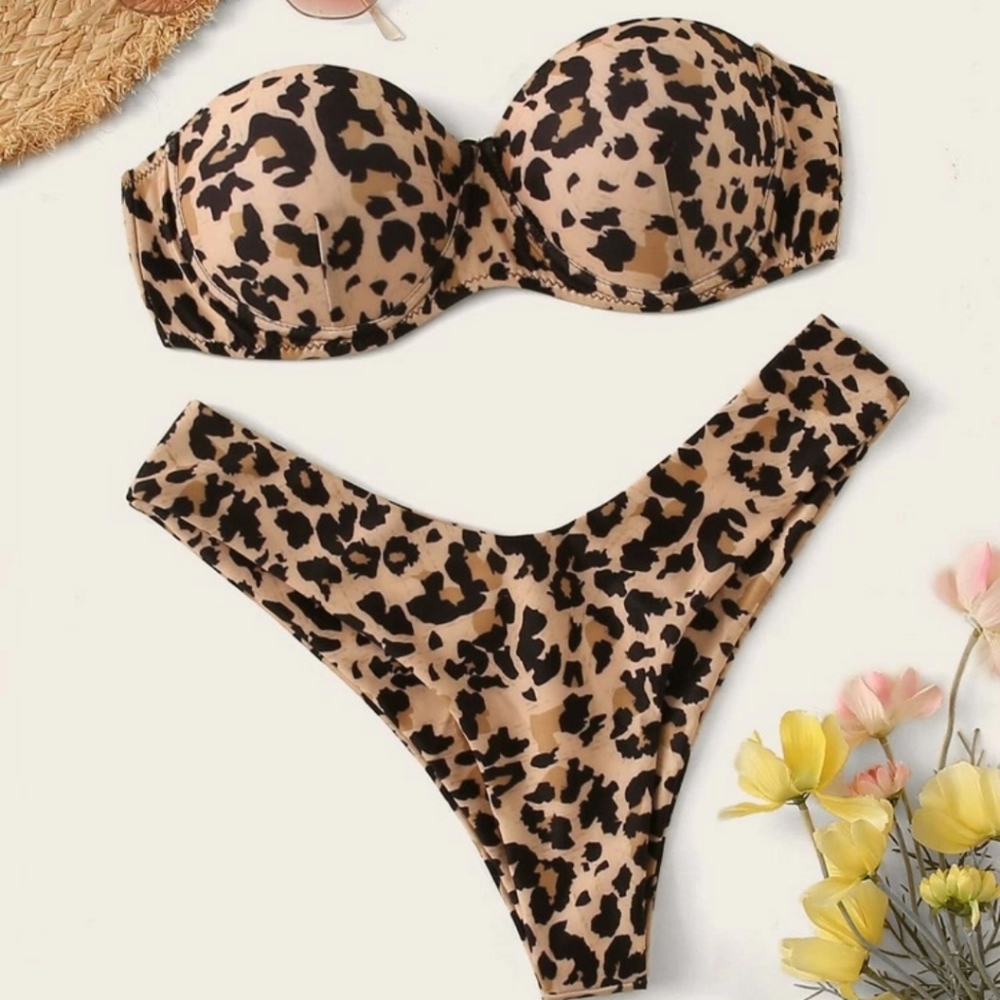 Leopard tie back bikini